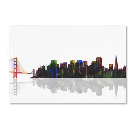 San Francisco California Skyline Wall Decor by Marlene Watson, 22 by 32" Canvas Wall Art